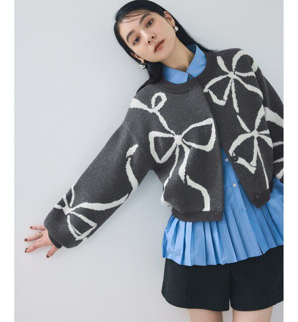 VIS「リボンモチーフジャガードカーディガン/イージーケア」|カーディガン|