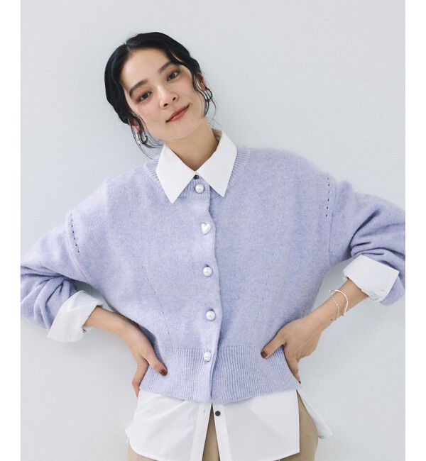 VIS「ハートアソートパール釦ラメミックスカーディガン/イージーケア・一部WEB限定カラー」|カーディガン|