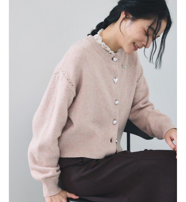 VIS「ハートアソートパール釦ラメミックスカーディガン/イージーケア・一部WEB限定カラー」|カーディガン|