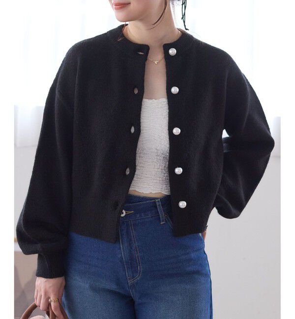 VIS「ハートアソートパール釦ラメミックスカーディガン/イージーケア・一部WEB限定カラー」|カーディガン|