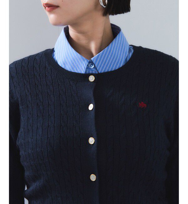 VIS「【POLO BCS】VIS別注ミニケーブルノーカラーニットカーディガン」|カーディガン|