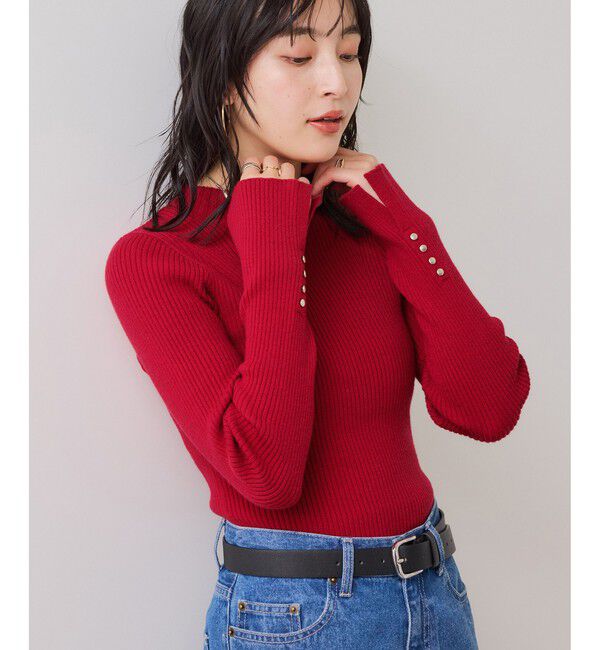 VIS「【美得】スリーブ釦アクセントリブニット/WEB限定FSサイズ・静電気防止」|ニット・セーター|