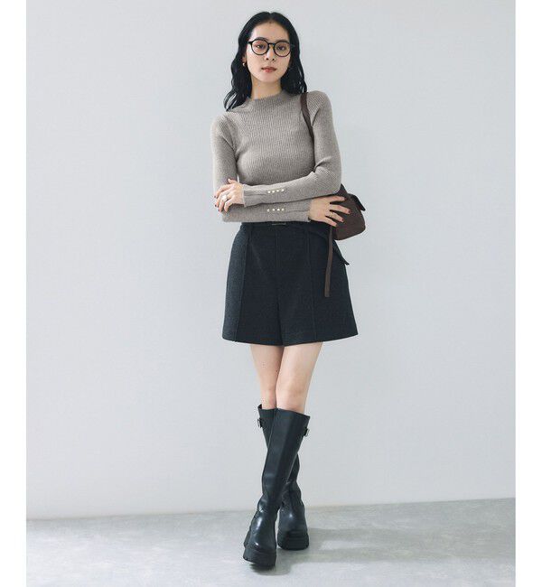 VIS「【美得】スリーブ釦アクセントリブニット/WEB限定FSサイズ・静電気防止」|ニット・セーター|