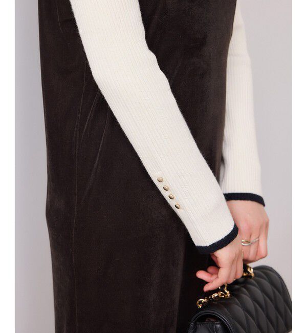 VIS「【美得】スリーブ釦アクセントリブニット/WEB限定FSサイズ・静電気防止」|ニット・セーター|