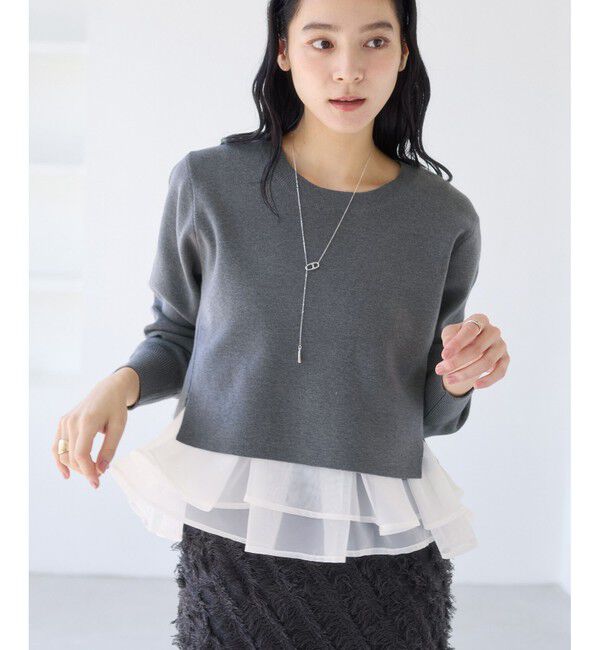 VIS「ペプラムオーガンジードッキングニットプルオーバー」|ニット・セーター|