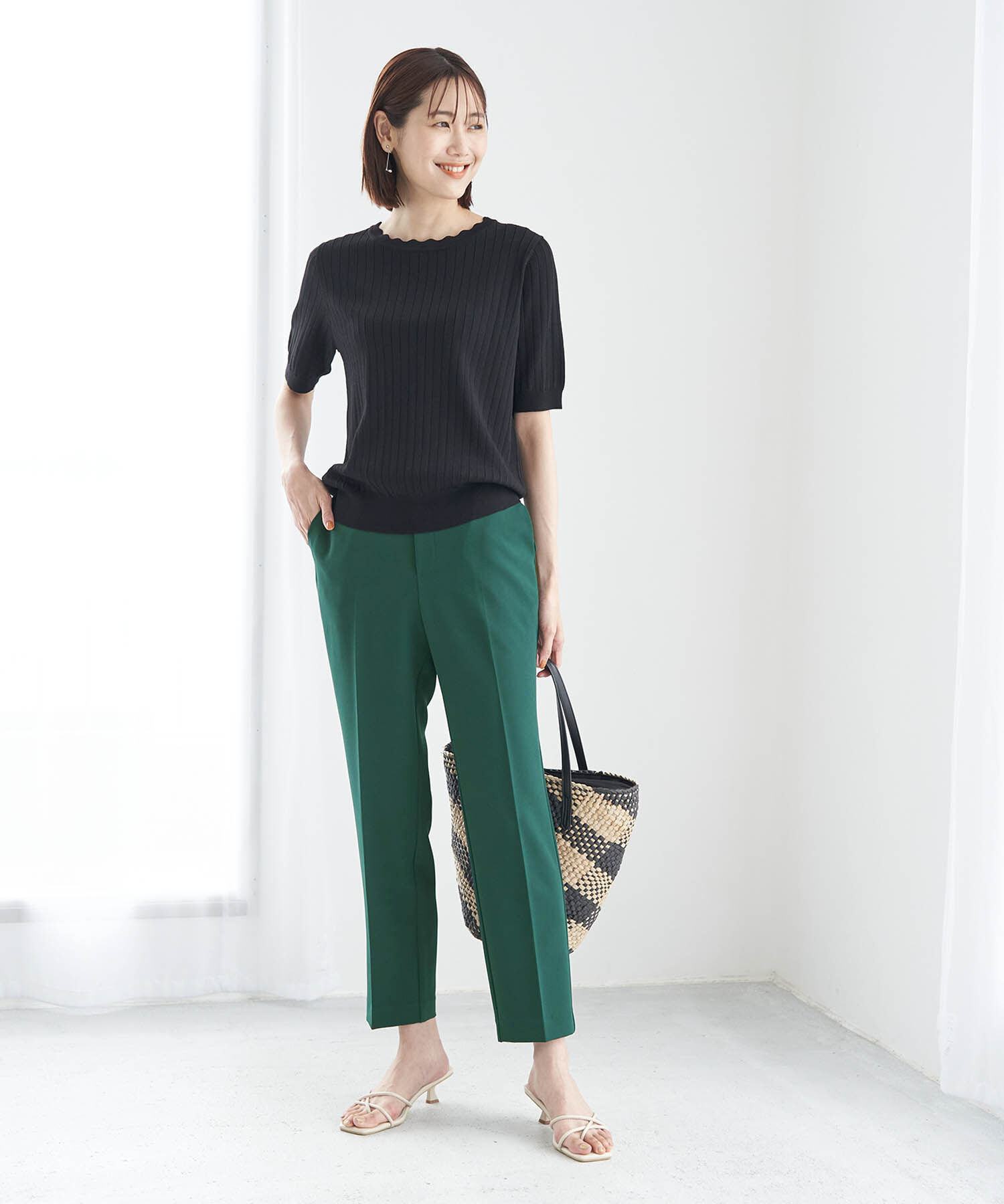 Rope&rsquo;Picnic「ラク美/ストレートカラーパンツ」|スラックス|