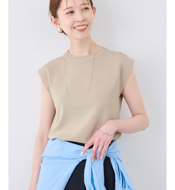 Rope&rsquo;Picnic「【UVカット・接触冷感・イージーケア】八方映えニット ゼロスリーブニットプルオーバー」|ニット・セーター|