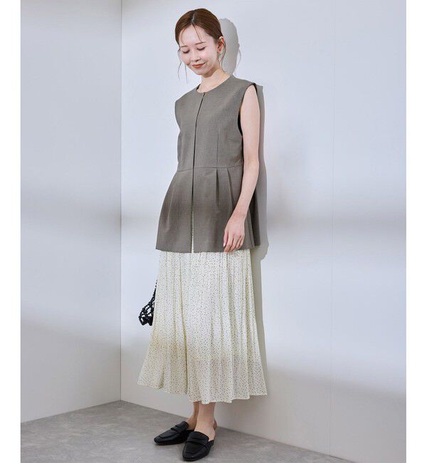 Rope&rsquo;Picnic「【UV対応】【リネンライク・シリーズ】ペプラムジレベスト/通勤・セットアップ対応」|ベスト・ジレ|