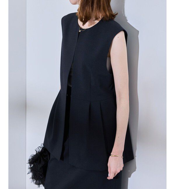 Rope&rsquo;Picnic「【UV対応】【リネンライク・シリーズ】ペプラムジレベスト/通勤・セットアップ対応」|ベスト・ジレ|