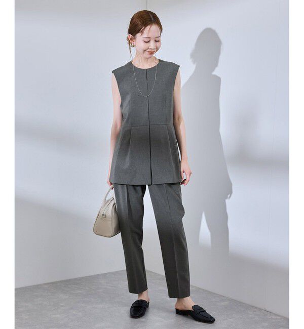 Rope&rsquo;Picnic「【UV対応】【リネンライク・シリーズ】ペプラムジレベスト/通勤・セットアップ対応」|ベスト・ジレ|