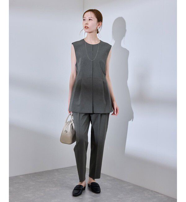 Rope&rsquo;Picnic「【UV対応】【リネンライク・シリーズ】ペプラムジレベスト/通勤・セットアップ対応」|ベスト・ジレ|