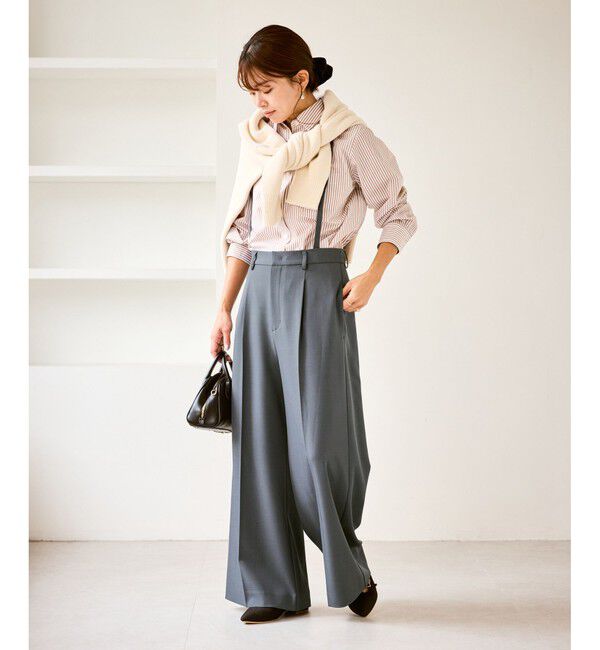 Rope&rsquo;Picnic「フレアシルエットサスペンダー付きパンツ」|チノ|