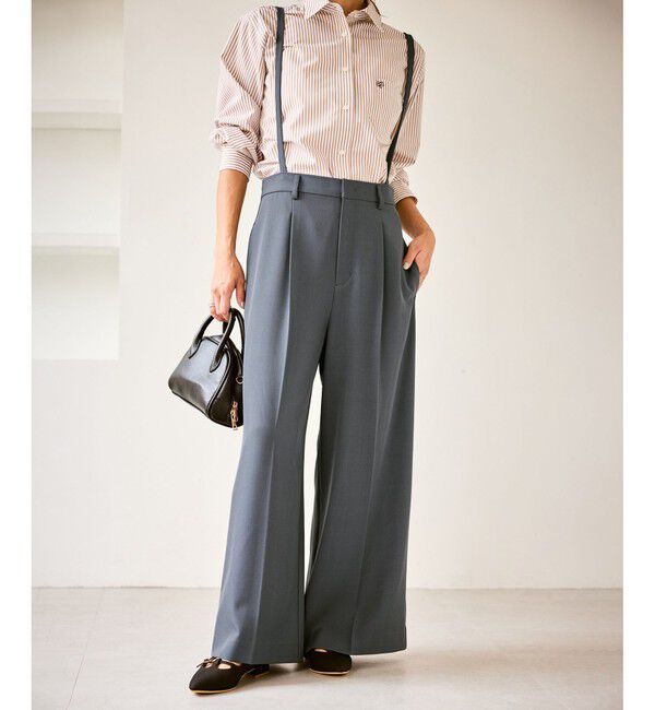 Rope&rsquo;Picnic「フレアシルエットサスペンダー付きパンツ」|チノ|