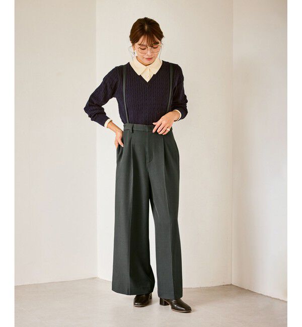 Rope&rsquo;Picnic「フレアシルエットサスペンダー付きパンツ」|チノ|