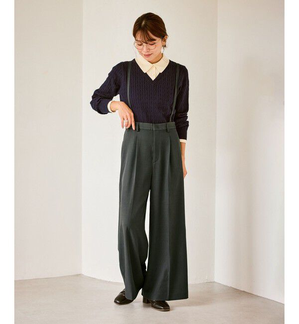 Rope&rsquo;Picnic「フレアシルエットサスペンダー付きパンツ」|チノ|