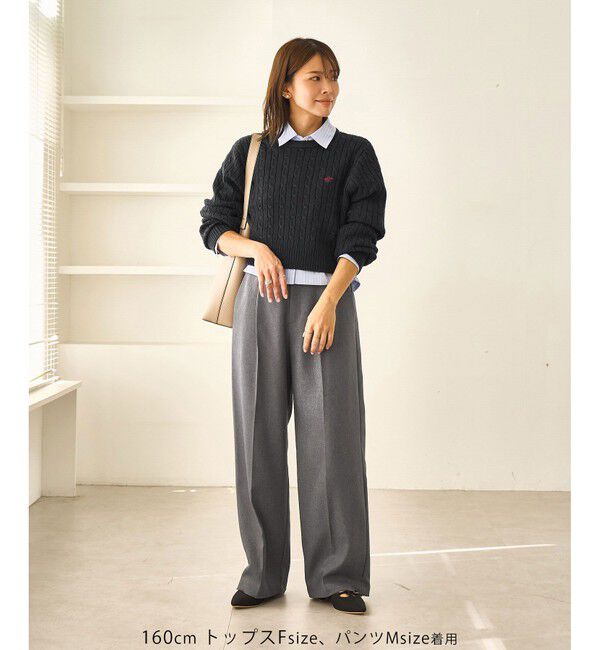 Rope&rsquo;Picnic「【BEVERLYHILLS POLO CLUB・WEB限定】ケーブル編みクロップドニットプルオーバー」|ニット・セーター|