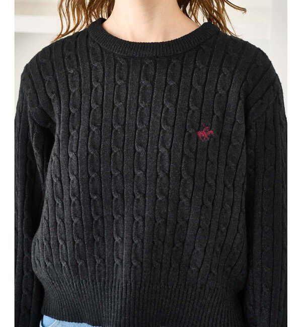 Rope&rsquo;Picnic「【BEVERLYHILLS POLO CLUB・WEB限定】ケーブル編みクロップドニットプルオーバー」|ニット・セーター|