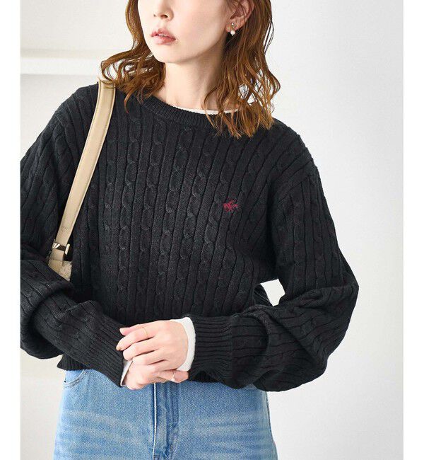Rope&rsquo;Picnic「【BEVERLYHILLS POLO CLUB・WEB限定】ケーブル編みクロップドニットプルオーバー」|ニット・セーター|