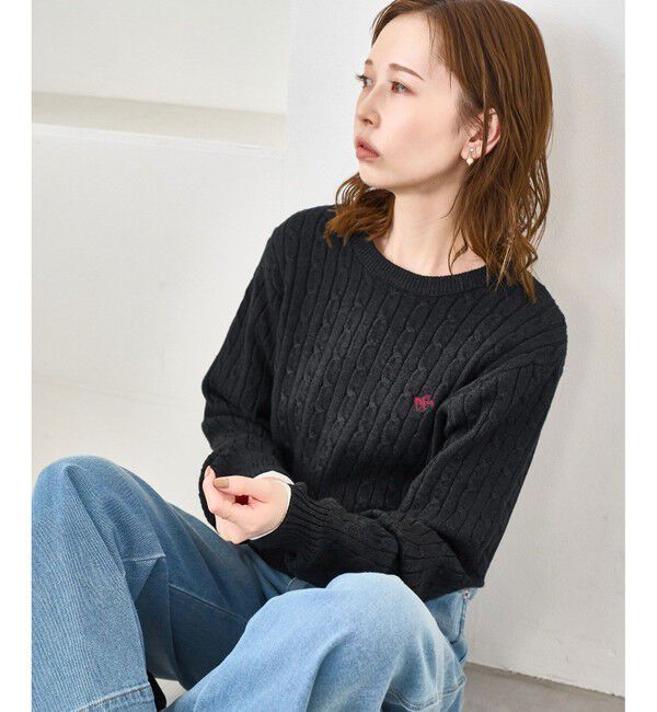 Rope&rsquo;Picnic「【BEVERLYHILLS POLO CLUB・WEB限定】ケーブル編みクロップドニットプルオーバー」|ニット・セーター|