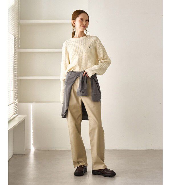 Rope&rsquo;Picnic「【BEVERLYHILLS POLO CLUB・WEB限定】ケーブル編みクロップドニットプルオーバー」|ニット・セーター|