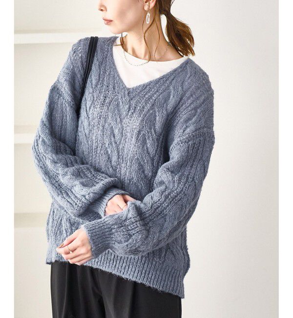 Rope&rsquo;Picnic「ゆるケーブル編みVネックニット」|ニット・セーター|