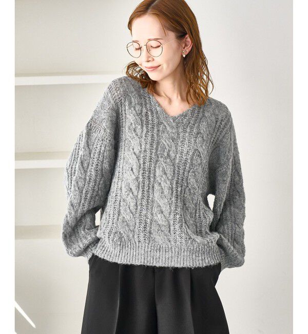 Rope&rsquo;Picnic「ゆるケーブル編みVネックニット」|ニット・セーター|