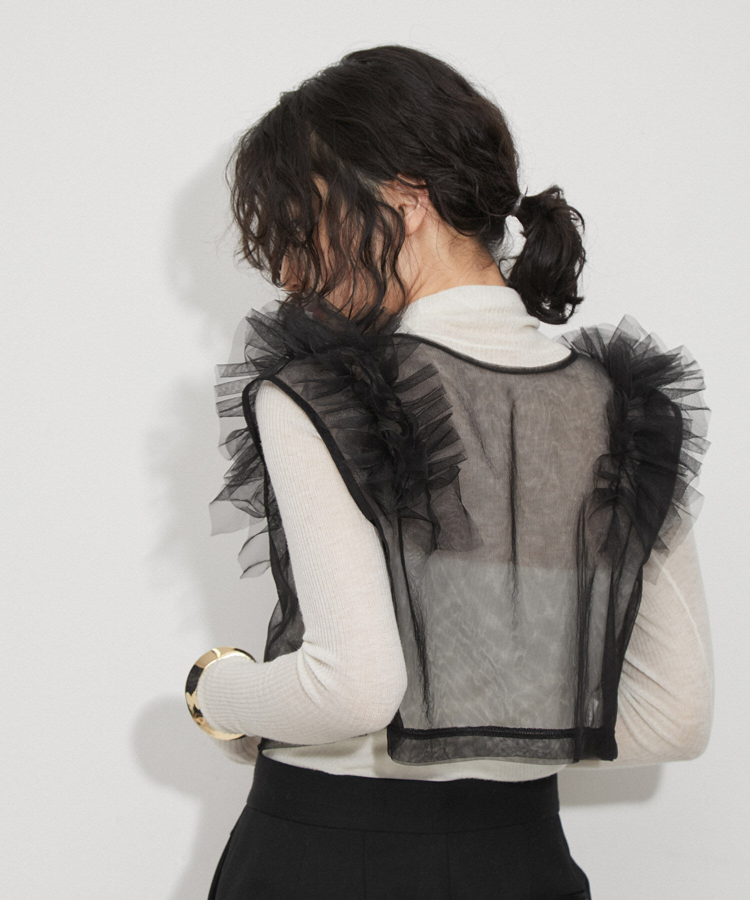 ADAM ET ROPE'「【サステナブル】チュールフリルTEE」|Tシャツ・カットソー|