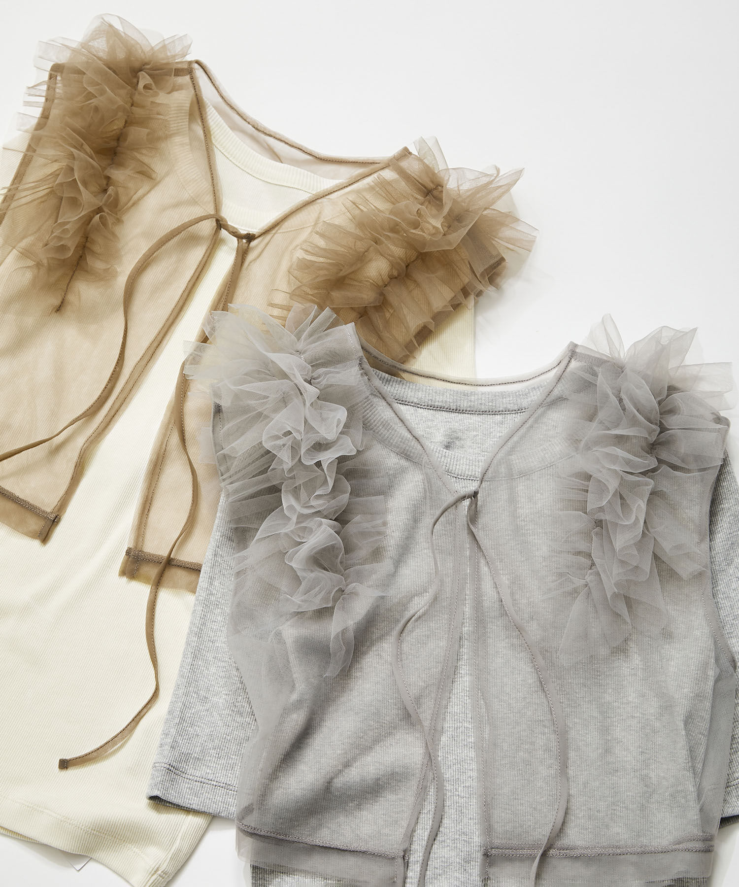 ADAM ET ROPE'「【サステナブル】チュールフリルTEE」|Tシャツ・カットソー|