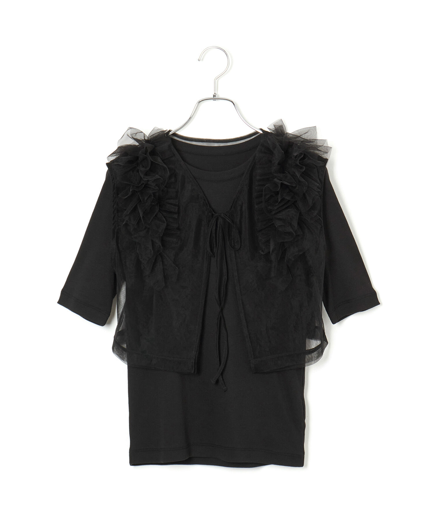 ADAM ET ROPE'「【サステナブル】チュールフリルTEE」|Tシャツ・カットソー|