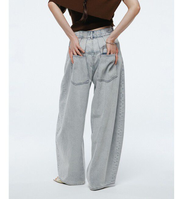 ADAM ET ROPE'「【サステナブル】バックタックワイドデニム」|デニム|サックス(48)