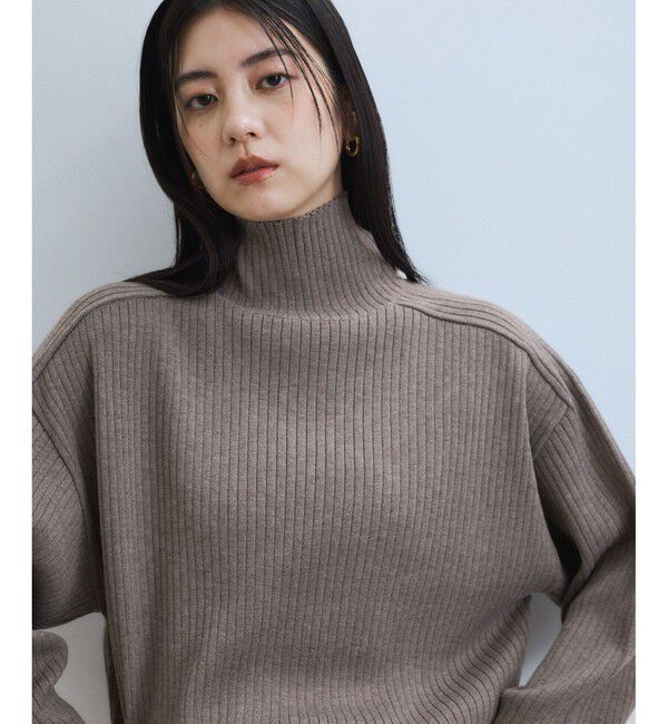 ADAM ET ROPE'「【WEB限定】・【定番人気】WOOL混リブタートルニット」|ニット・セーター|ベージュ系(28)