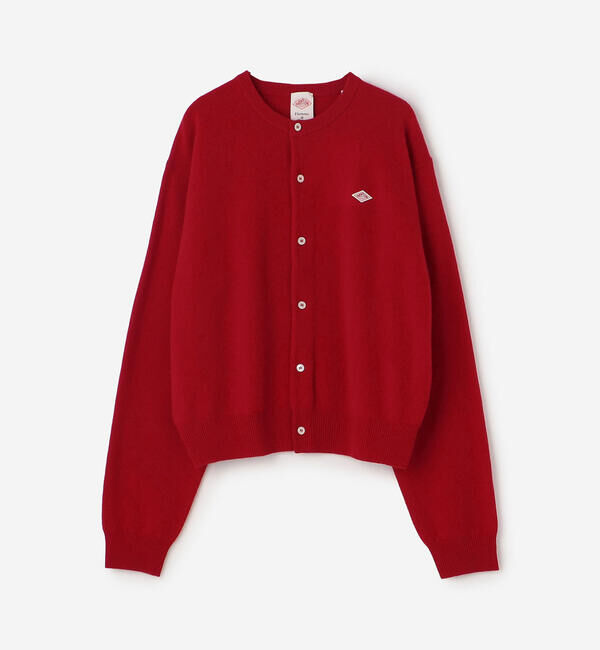 DANTON「DANTON | ラムウール クルーネックニットカーディガン WOMEN」|ニット・セーター|RED