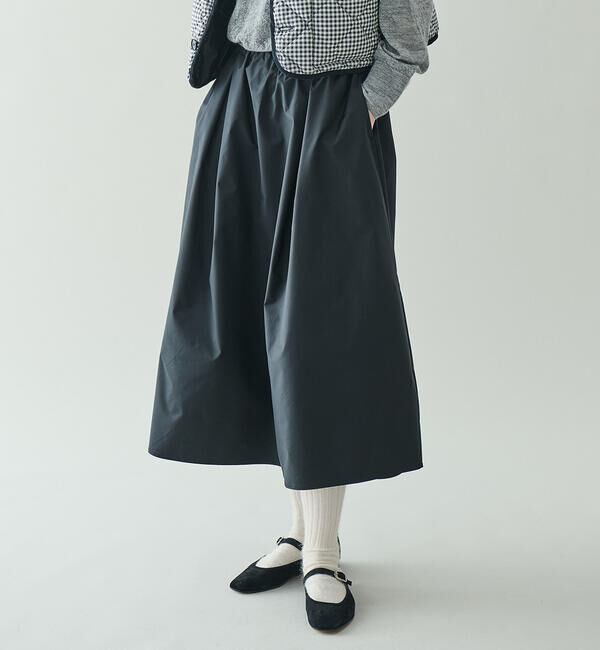LE GLAZIK「LE GLAZIK | メモリーツイル タックスカート WOMEN」|スカート|BLACK