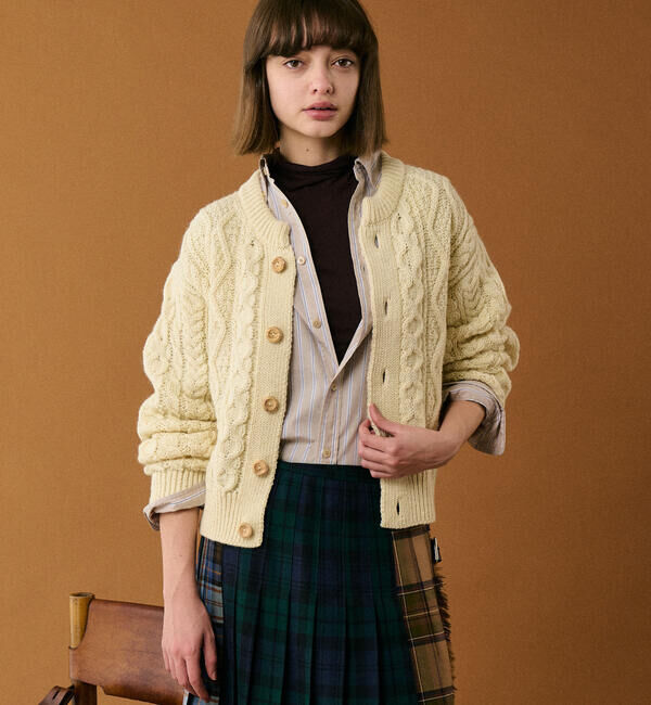  「James Charlotte | ウール アランニットカーディガン WOMEN」|ニット・セーター|WHITE