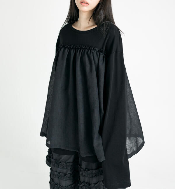  「eunoia | フリル レイヤーTシャツ WOMEN」|Tシャツ・カットソー|BLACK