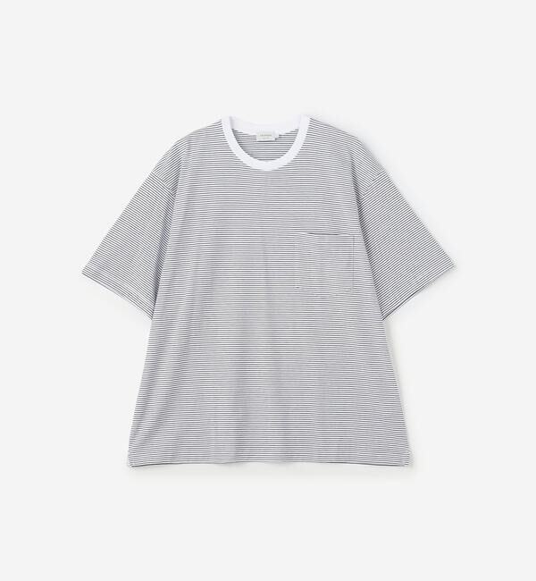 DANTON「handvaerk | 60/2 クルーネックビッグポケットTシャツ STRIPE MEN」|Tシャツ・カットソー|