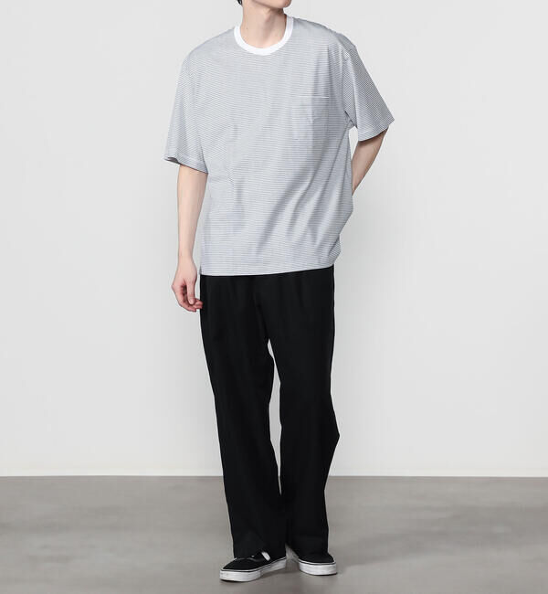 DANTON「handvaerk | 60/2 クルーネックビッグポケットTシャツ STRIPE MEN」|Tシャツ・カットソー|