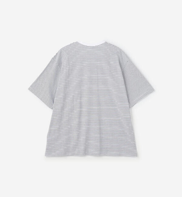 DANTON「handvaerk | 60/2 クルーネックビッグポケットTシャツ STRIPE MEN」|Tシャツ・カットソー|