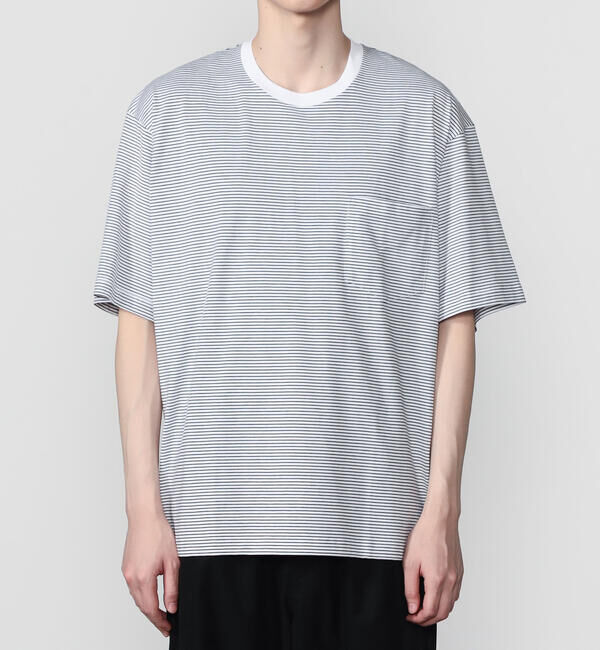 DANTON「handvaerk | 60/2 クルーネックビッグポケットTシャツ STRIPE MEN」|Tシャツ・カットソー|