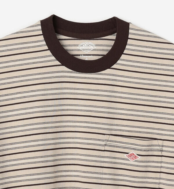 DANTON「DANTON | マルチボーダー ポケットクルーネックTシャツ MEN」|Tシャツ・カットソー|