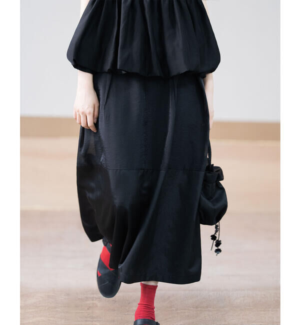  「eunoia | チューリップ コンビ ロングスカート WOMEN」|スカート|BLACK