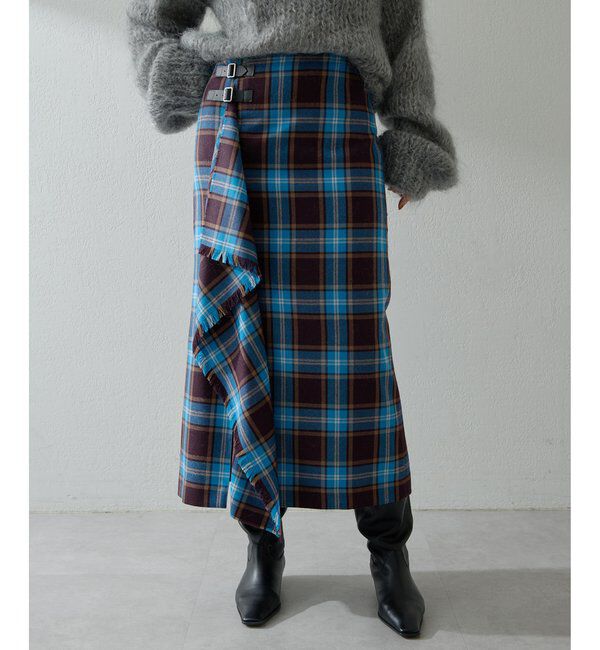  「チェックフリンジスカート」|スカート|
