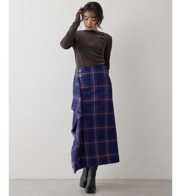  「チェックフリンジスカート」|スカート|
