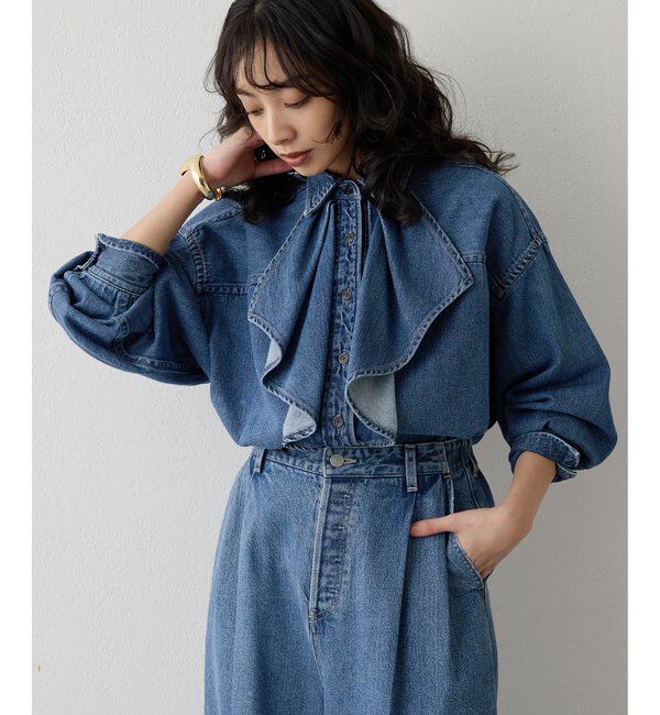 「フリルデニムブラウス」|シャツ・ブラウス|