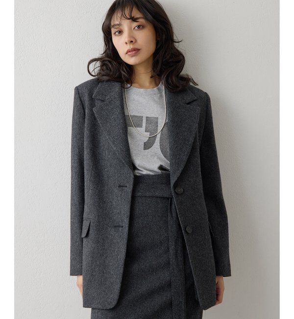  「ウールシングルジャケット」|テーラードジャケット|グレー
