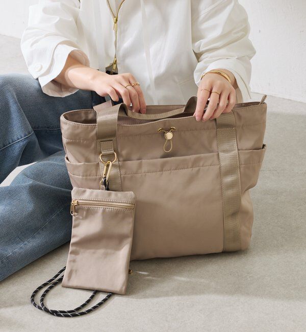  「【強撥水/キャリーオン】撥水10ポケットトートバッグ」|トートバッグ|ベージュ