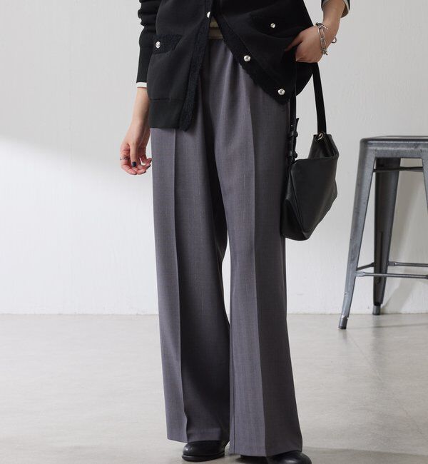  「ラメストライプゴムベルトパンツ」|チノ|