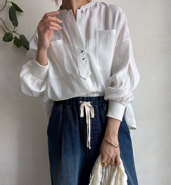  「【新色追加】リブブルゾン風シャツ」|シャツ・ブラウス|