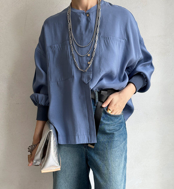  「【新色追加】リブブルゾン風シャツ」|シャツ・ブラウス|