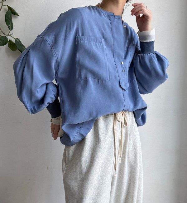  「【新色追加】リブブルゾン風シャツ」|シャツ・ブラウス|